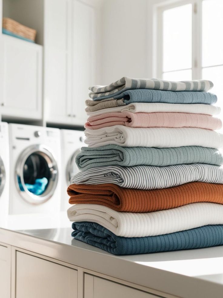 Folded laundry and linens